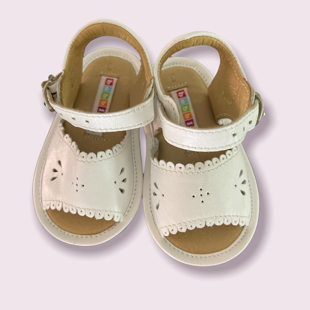 Bobbie Kids white eyelet leather sandals
